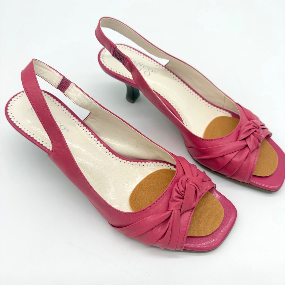 Franco Sarto Pink Leather Slingback Kitten Heels Brazil Size 9M